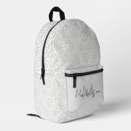 Mochila Impresa Elegante Mandala Blanca Con Nombre