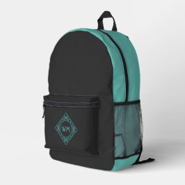 Mochila Impresa Elegante Manly negro y Verde azulado Art Deco Añad