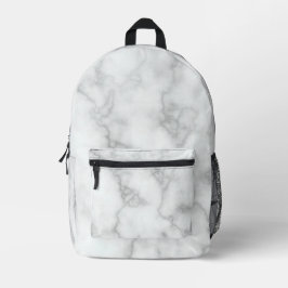 Mochila Impresa Elegante Mármol Blanco Faux