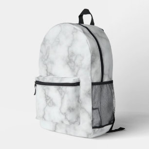 Mochila Impresa Elegante Mármol Blanco Faux