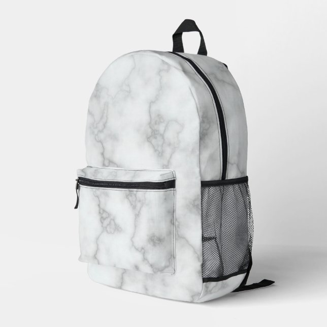 Mochila Impresa Elegante Mármol Blanco Faux (Esquina derecha trasera )