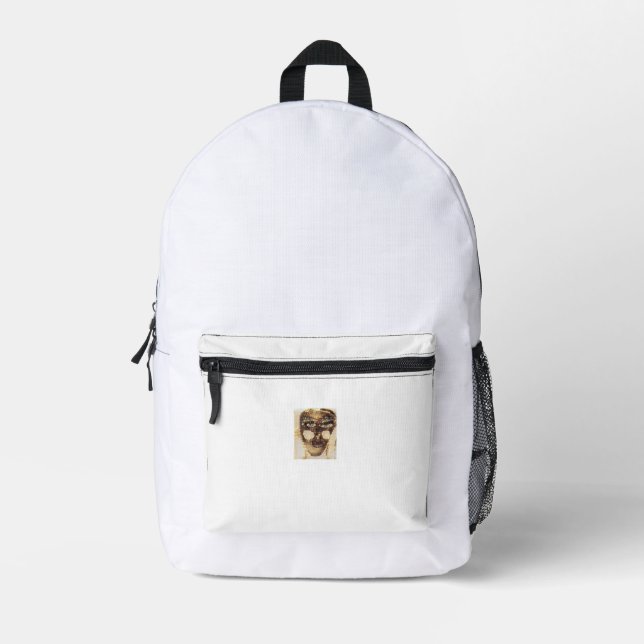 Mochila Impresa Elegante Máscara de Oro Blanco (Anverso)