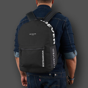 Mochila Impresa Elegante Mejor Papá Nunca Negro Blanco Moderno y A