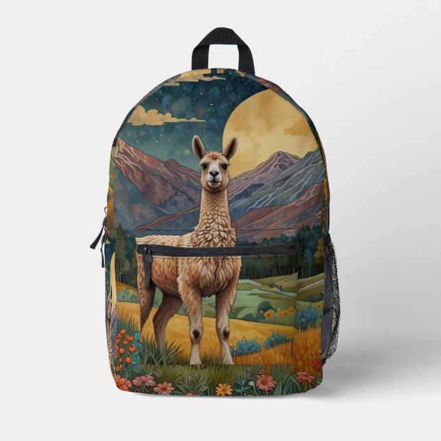 Mochila Impresa Elegante moda boho llama alpaca (Anverso)