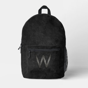 Mochila Impresa Elegante Moda Monograma Personalizado Carbón Negro
