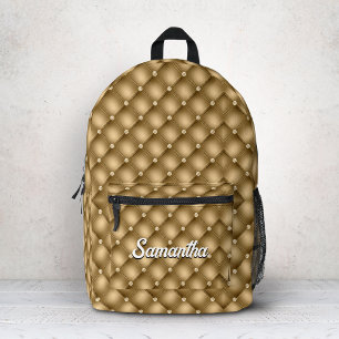 Mochila Impresa Elegante monograma con gotas de brillo falso de or