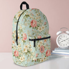 Mochila Impresa Elegante Monograma de Chicas Botánicos Florales