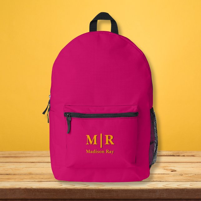 Mochila Impresa Elegante Monograma de Iniciales Calientes Rosadas  (Subido por el creador)