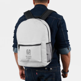 Mochila Impresa Elegante Monograma Gris