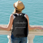 Mochila Impresa Elegante Monograma Moderno Personalizado Con Nombr<br><div class="desc">Presentamos la elegante mochila impresa con nombre, un elegante y elegante accesorio con un diseño de nombre de guión moderno. Esta versátil mochila es perfecta para empleados, personal y compañeros de trabajo, que sirven como una bolsa para portátiles con una estética moderna, limpia y minimalista. La mochila está decorada con...</div>