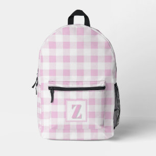 Mochila Impresa Elegante monograma personalizable de gingham rosa