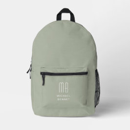 Mochila Impresa Elegante Monograma Sage Green
