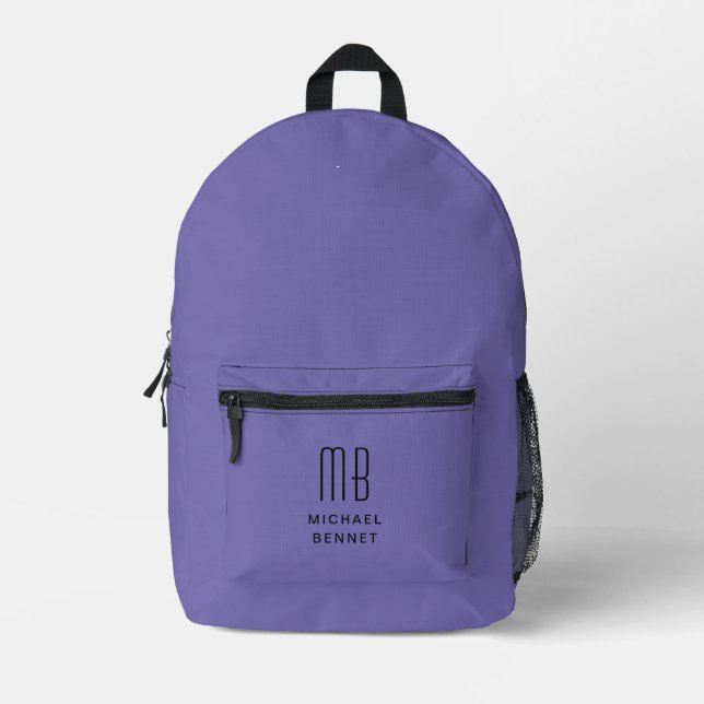 Mochila Impresa Elegante Monogramado Púrpura (Anverso)