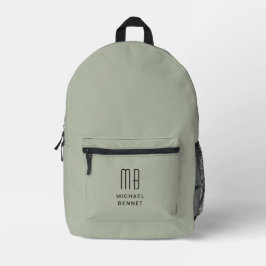 Mochila Impresa Elegante Monogramed Sage Green
