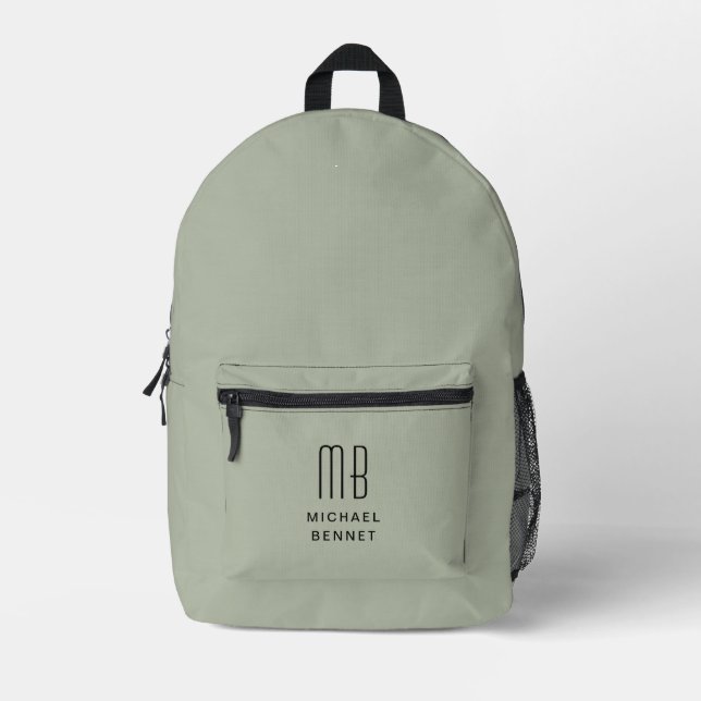 Mochila Impresa Elegante Monogramed Sage Green (Anverso)