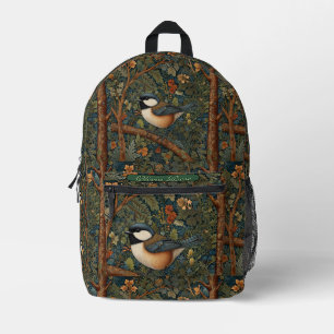 Mochila Impresa Elegante pájaro del bosque retro