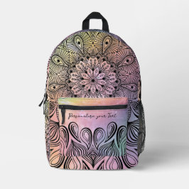 Mochila Impresa Elegante Pastel Purple & Pink Mandala Trippy Nombr