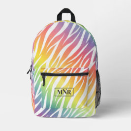 Mochila Impresa Elegante Pastel Rainbow Zebra Imprimir Añadir Mono