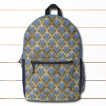 Mochila Impresa Elegante patrón Art Decó de Oro Azul<br><div class="desc">Las elegantes mochilas estilo Art Deco Vintage Blue Gold presentan un elegante diseño Art Deco en azul y oro. Creado por Evco Studio www.zazzle.com/store/evcostudio</div>