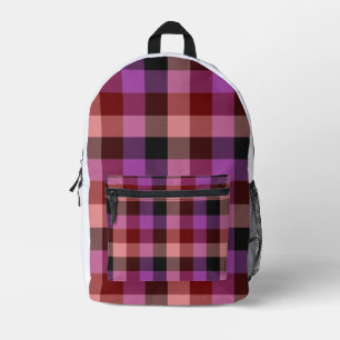 Mochila Impresa Elegante patrón de cuadros escoceses rojo y ciruel
