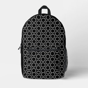 Mochila Impresa Elegante patrón de mandala de pétalos en blanco y