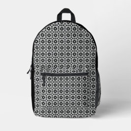 Mochila Impresa Elegante patrón geométrico en blanco y negro