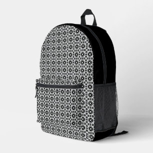 Mochila Impresa Elegante patrón geométrico en blanco y negro