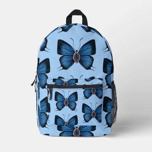 Mochila Impresa Elegante patrón mariposa de zafiro azul de septiem (Anverso)