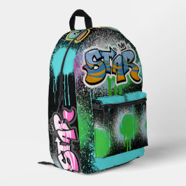 Mochila Impresa Elegante pintura en aerosol Graffiti colorido Negr