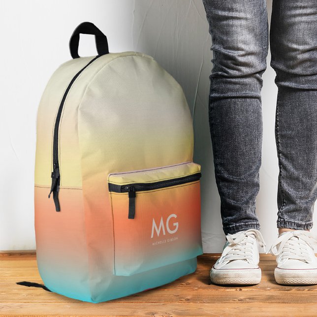 Mochila Impresa Elegante playa de verano del mar azul amarillo Nar (Stylish Orange Yellow Blue Sea Summer Beach Printed Backpack
)