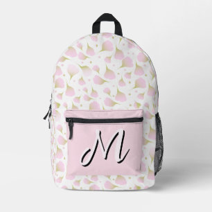 Mochila Impresa Elegante Polvo Rosa Patrón de Monograma