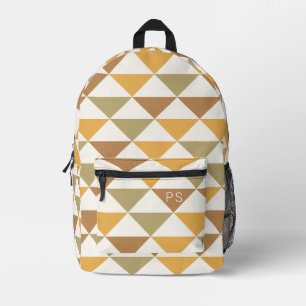 Mochila Impresa Elegante Retro Trendy Mustard Monograma Iniciales
