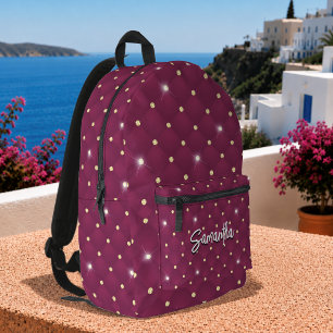 Mochila Impresa Elegante rojo plata falso brillo gotea monogramado
