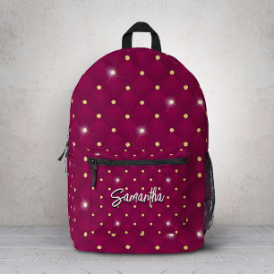 Mochila Impresa Elegante rojo plata falso brillo gotea monogramado