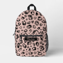 Elegante Rosa Dorado Negro Estampado Leopardo Geni