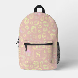 Mochila Impresa Elegante Rosa Gold Chiffon Leopard Imprimir Guay