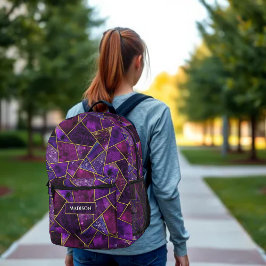 Mochila Impresa Elegante rosa morado giratorio geométrico