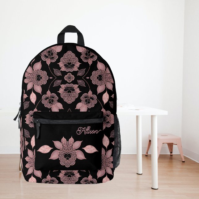 Mochila Impresa Elegante rosa sobre encaje negro en personalizado  (Subido por el creador)