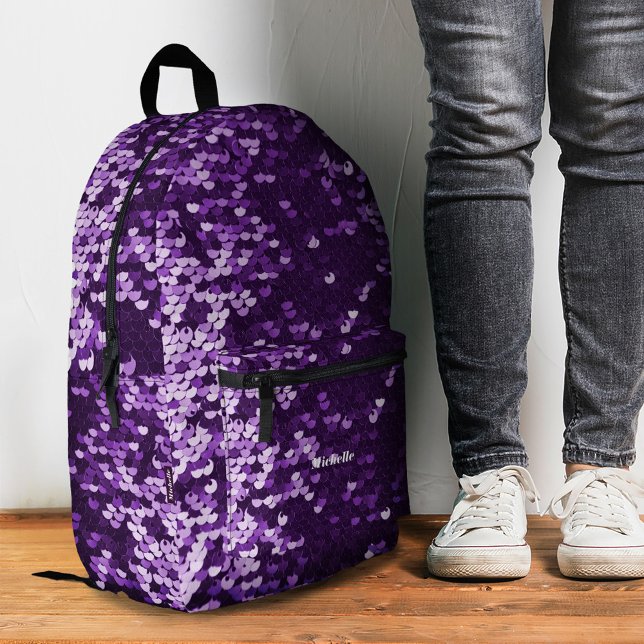 Mochila Impresa Elegante Shinny Luxury Purple Sequins Girly Modern (Stylish Shinny Luxury Purple Sequins Girly Modern Printed Backpack
)