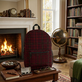 Mochila Impresa Elegante Tartán Burgundy