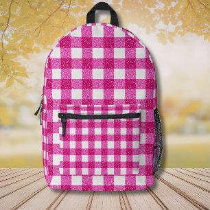 Mochila Impresa Elegante Tartán de Purpurina Rosa de San Valentín 