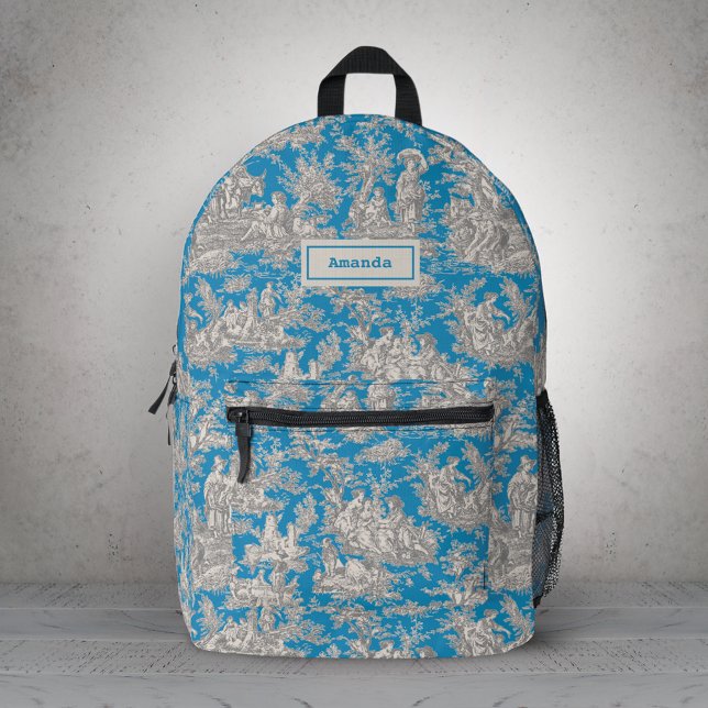 Mochila Impresa Elegante tela turquesa vintage de jouy (Subido por el creador)