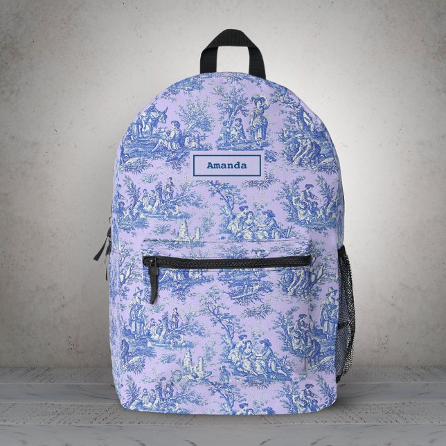 Mochila Impresa Elegante toile azul violeta de jouy (Subido por el creador)