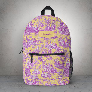 Mochila Impresa Elegante toile de jouy amarillo violeta