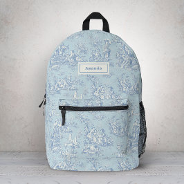 Mochila Impresa Elegante toile gris azul vintage de jouy