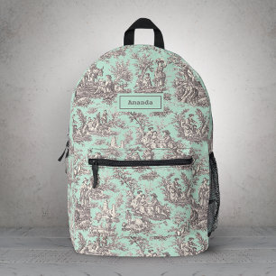 Mochila Impresa Elegante toile gris de menta vintage de jouy