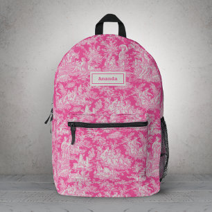 Mochila Impresa Elegante toile rosa caliente de jouy
