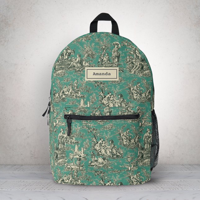 Mochila Impresa Elegante toile verde azulado de jouy (Subido por el creador)