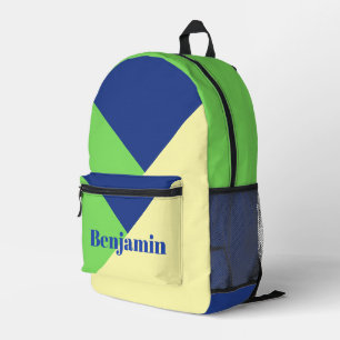 Mochila Impresa Elegante y moderno nombre personalizado azul de la