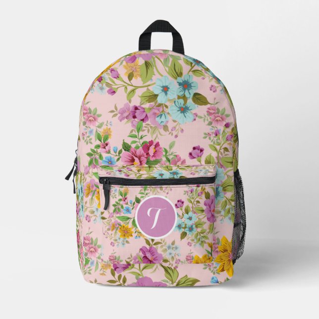 Mochila Impresa Elegante y personalizado Boho Wildflower (Anverso)